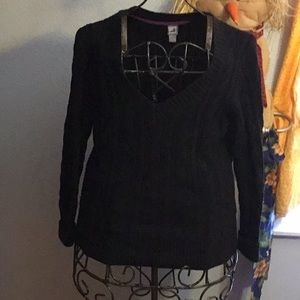Navy Blue Vee Neck Sweater size L